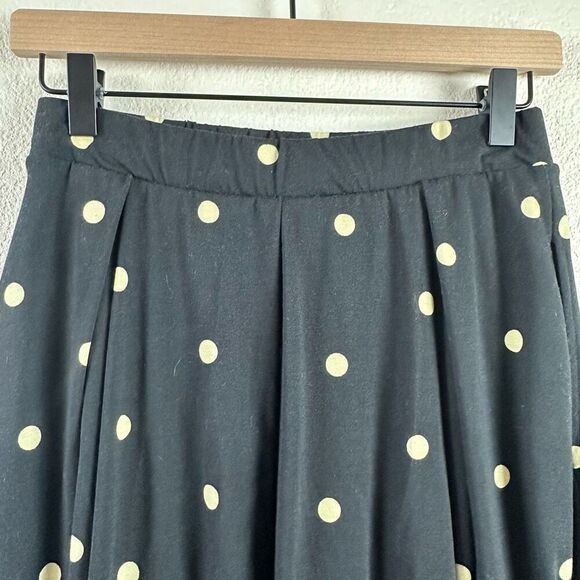 LuLaRoe Womens S Box Pleat Midi Skirt Black White Polka Dot Print Mod Rockabilly - Picture 4 of 9